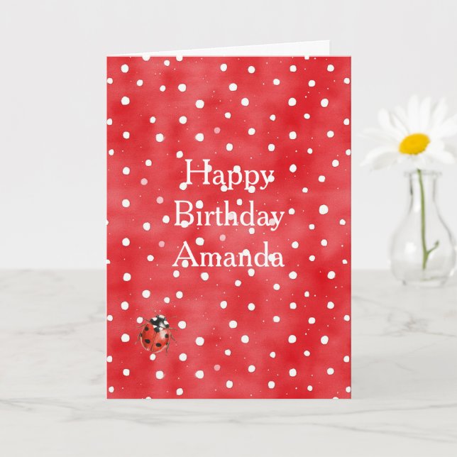 Ladybug Red White Dots Birthday Kort (Liten växt)