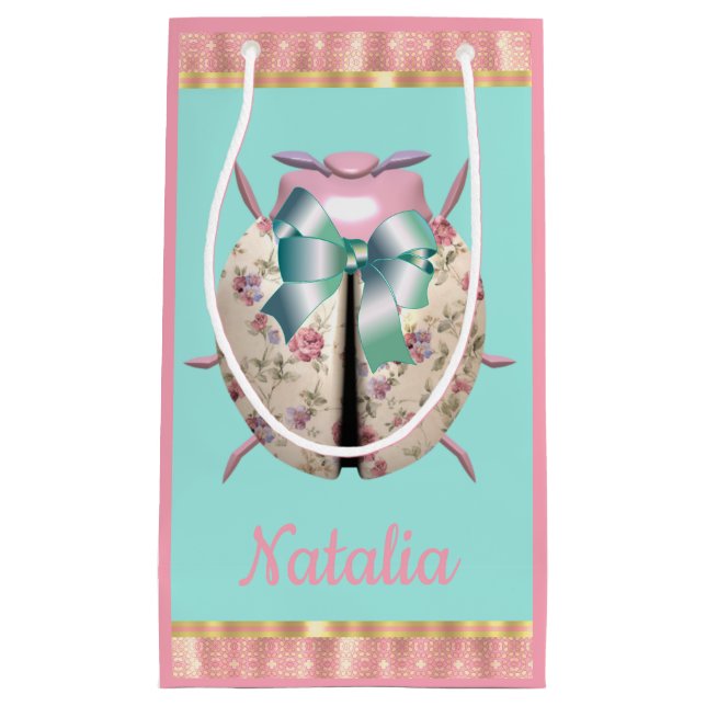 Ladybug ro violets blommigt rosa blue gullblå, söt (Framsidan)