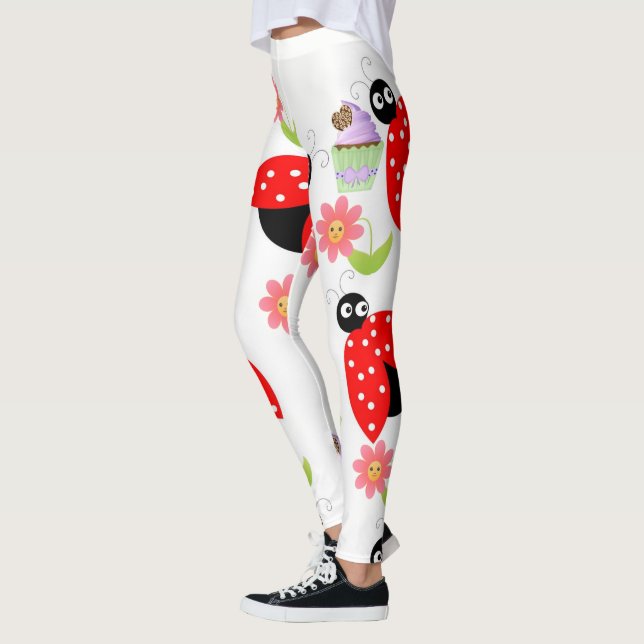 Ladybug Röd Cupcake Blommig Leggings  (Vänster)