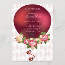 Ladybug Röd ros Baby Shower-inbjudan