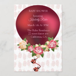 Ladybug Röd ros Baby Shower-inbjudan Inbjudningar