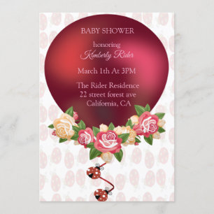 Ladybug Röd ros Baby Shower-inbjudan Inbjudningar
