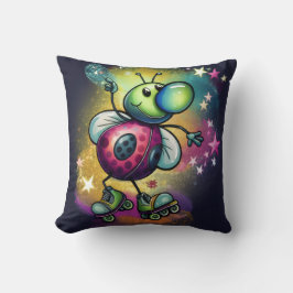 Ladybug Roller Disco Throw Pillow Kudde
