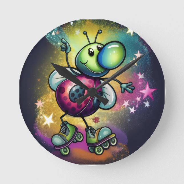 Ladybug Roller Disco Wall Clock Rund Klocka (Framsida)