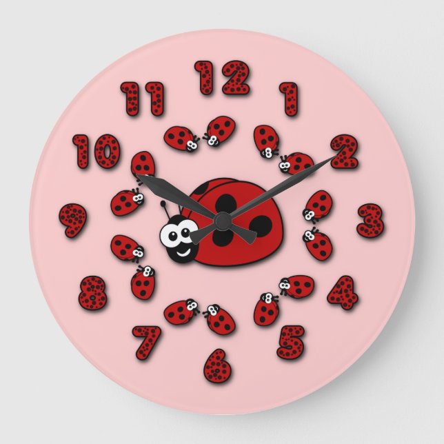 Ladybug Rosa Clock Stor Klocka (Framsida)
