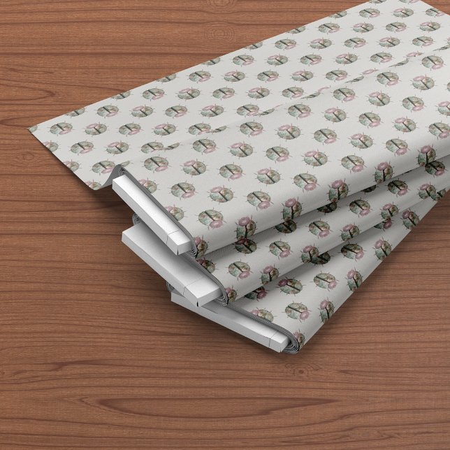 Ladybug Rosa Grönt Land Chic Blommönster Tyg (Skapare uppladdad)