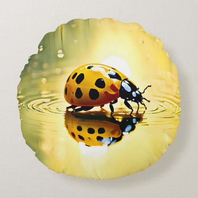 Ladybug Round Pillow Rund Kudde (Framsidan)