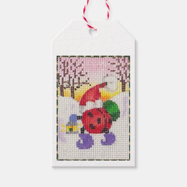 Ladybug Santa gift-märkre Presentetikett (Framsidan)