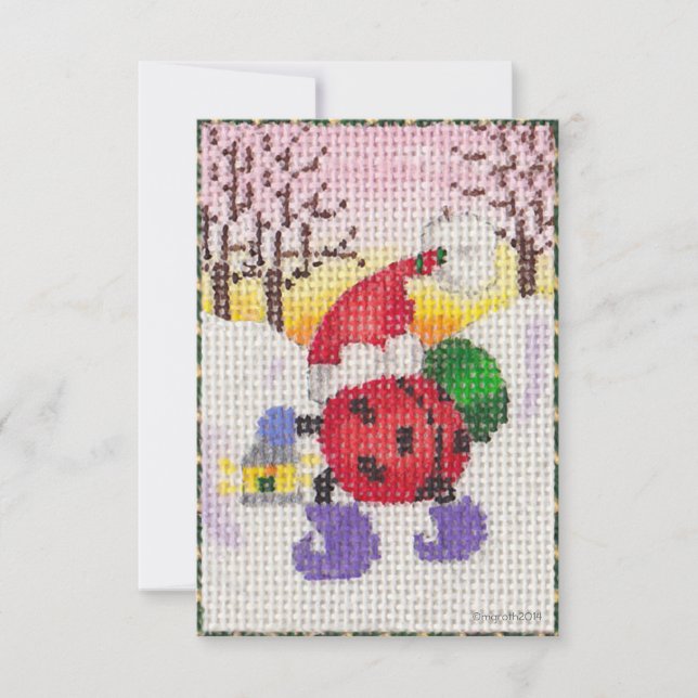 Ladybug Santa-inbjudan Inbjudningar (Framsida)