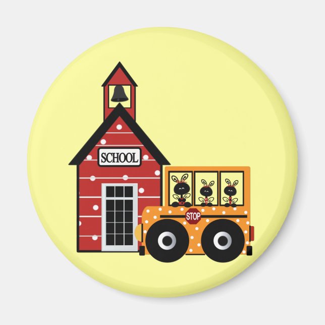 Ladybug School och School Buss Tshirts och Gifts Magnet (Framsidan)