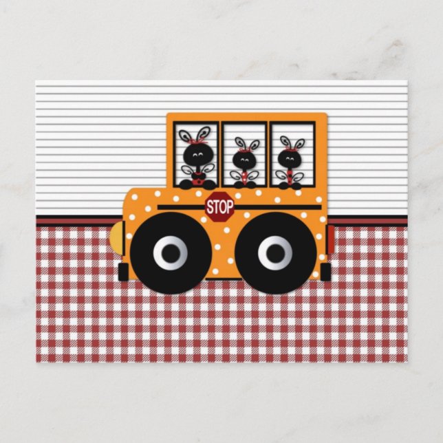 Ladybug Schoolbus Card Vykort (Framsida)