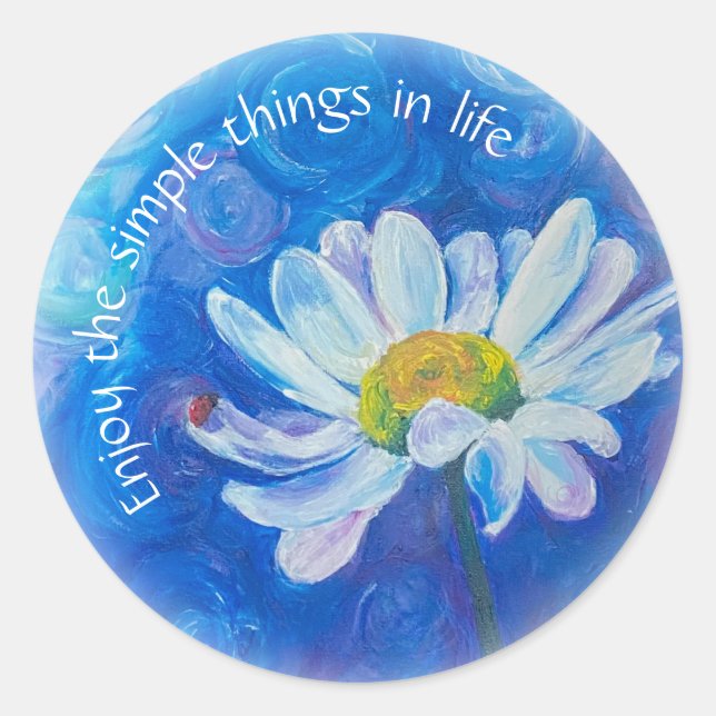 "Ladybug Sergranat" Blommigt Stickers Runt Klistermärke (Framsida)