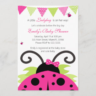 Ladybug Shock rosa Baby Shower Party-inbjudan Inbjudningar