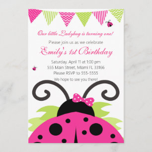 Ladybug Shock rosa Party-inbjudan Inbjudningar