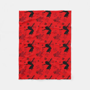 Ladybug Silhouette Red Pattern Fleecefilt
