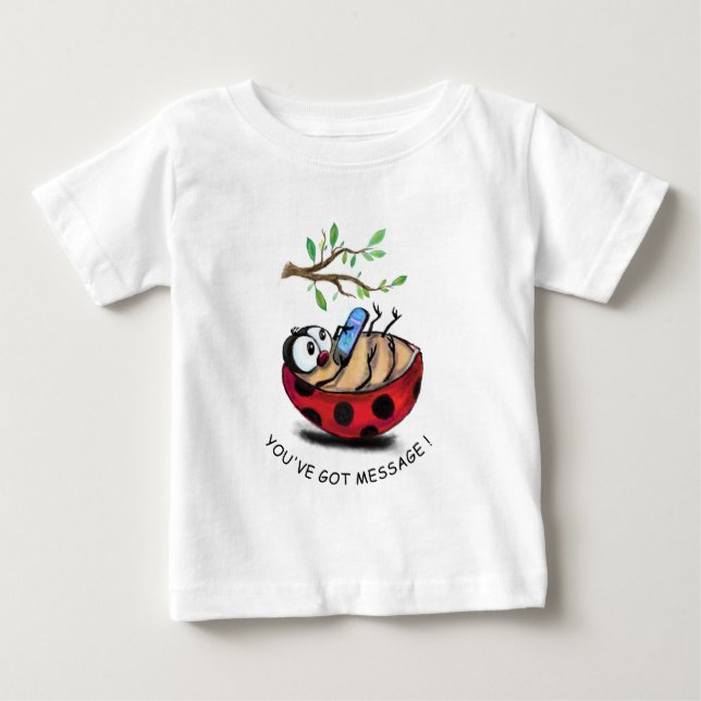 Ladybug-skrivmeddelande på Mobil - lägg till text T Shirt (Framsida)