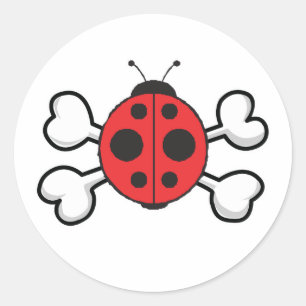 ladybug Skull och Crossbone Runt Klistermärke
