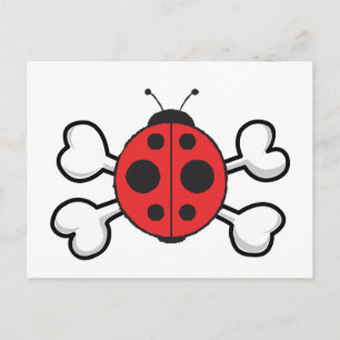 ladybug Skull och Crossbone Vykort