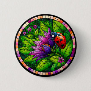 Ladybug Stached Glass Knapp