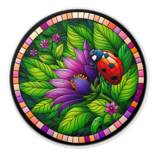 Ladybug Stached Glass Knopp