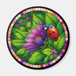 Ladybug Stached Glass Magnet