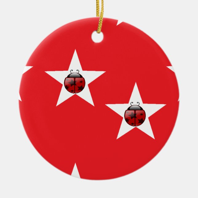 Ladybug stjärnor julgransprydnad keramik (Framsidan)