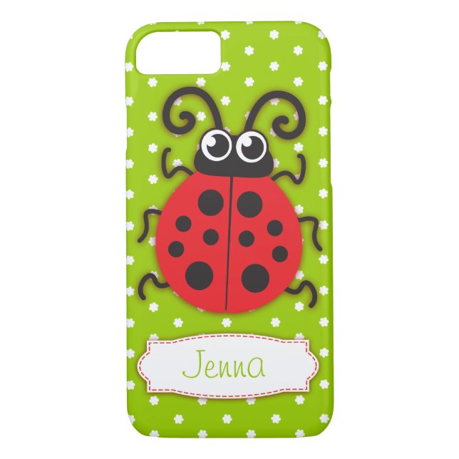Ladybug tjejer namn grönt red Case-Mate iPhone skal (Baksida)