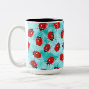 Ladybug-trädgårdsväninna tossade på aqua Två-Tonad mugg