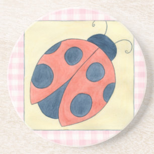 Ladybug Trio Landing på blommor Underlägg Sandsten