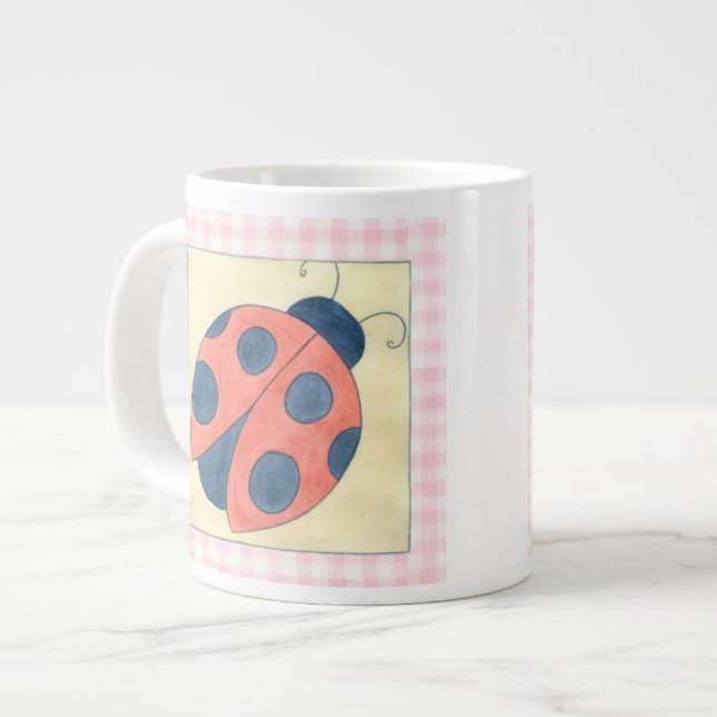 Ladybug Trio Landing på Flowers Jumbo Mugg (Framsida vänster)