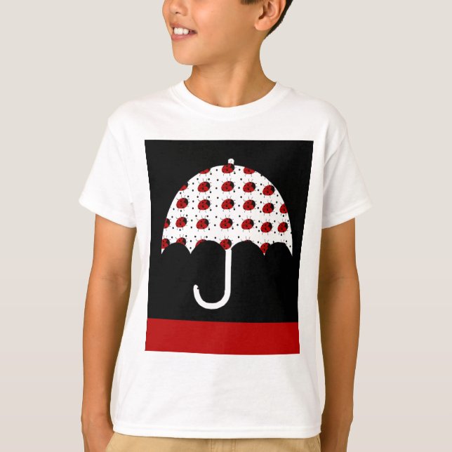 Ladybug Umbrella Design Tee Shirt (Framsida)