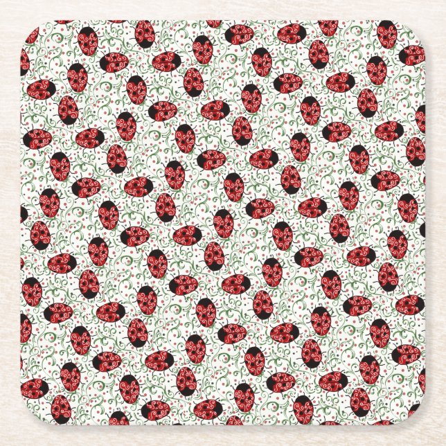 Ladybug Underlägg Papper Kvadrat (Framsidan)