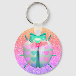 Ladybug vackra hjärtan söta glitter nyckelring