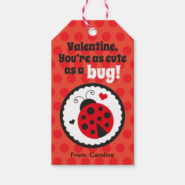 Ladybug Valentine Gift Märkre för barn Presentetikett (Framsidan)