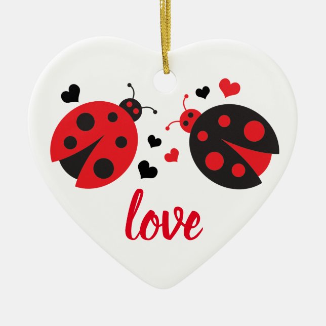 Ladybug Valentine Kärlek Heart Ornament (Framsidan)