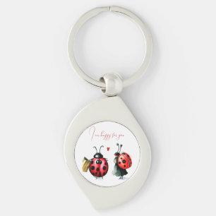 Ladybug Valentines dagskort Swirl Silverfärgad Nyckelring