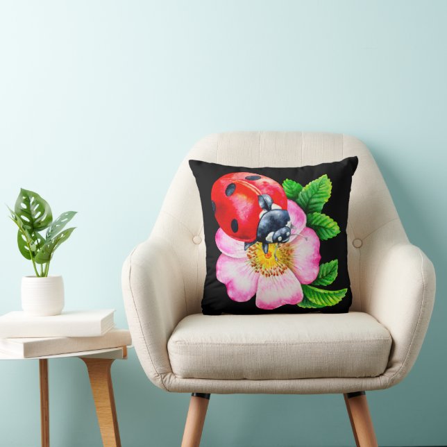 Ladybug Vår Sommar Farmhouse Decor Dekorativ kudde (Stol)