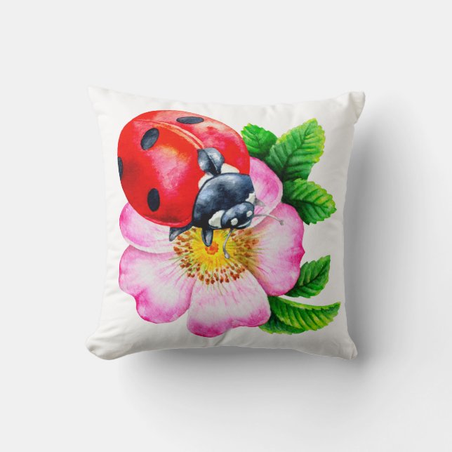 Ladybug Vår Summer Farmhouse Decor Kudde (Framsida)