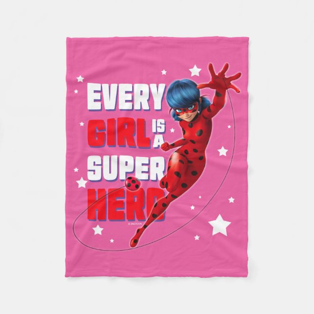 Ladybug Varje Girl är en Toppen Hero Fleecefilt (Framsidan)