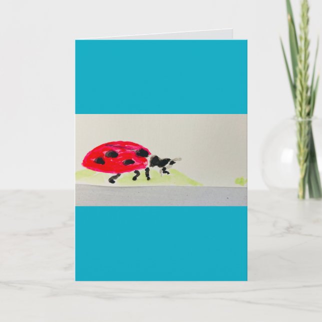Ladybug-vattenfärg:Grattis på födelsedagen 2025! F Kort (Framsida)