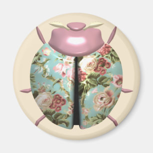 Ladybug victorian blommigt chintz söt rosa blue magnet