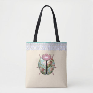 Ladybug victorian blommigt ro gullig tygkasse