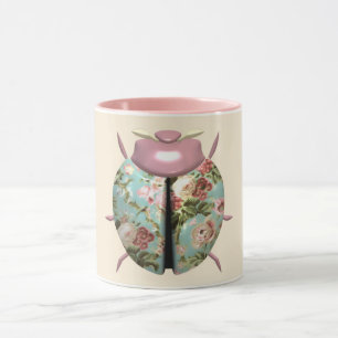 Ladybug victorian blommigt rosa blue chintz söt mugg