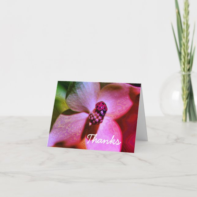 Ladybug vid Flower Digital Art-tackkort Tack Kort (Framsida)