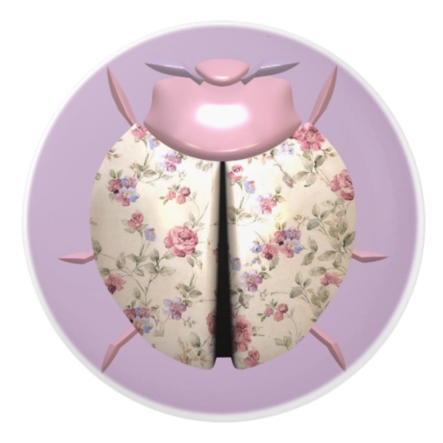 Ladybug violets och Rosor söt blommigt Knopp (Framsidan)