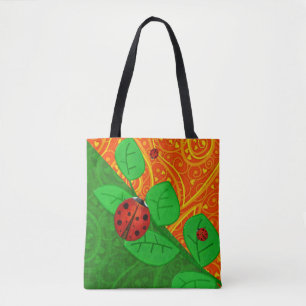 Ladybug Whimsey 3D Folk Art Tygkasse