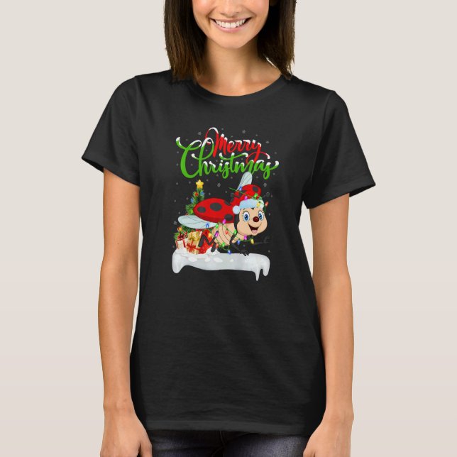 Ladybug  Xmas Decorations Santa Ladybug Christmas T Shirt (Framsida)