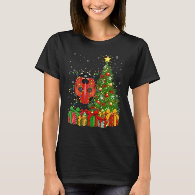 Ladybug   Xmas Holiday Santa Ladybug Christmas Tre T Shirt (Framsida)