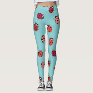 Ladybuggar, blå bakgrund, charmig skarvlös patte leggings
