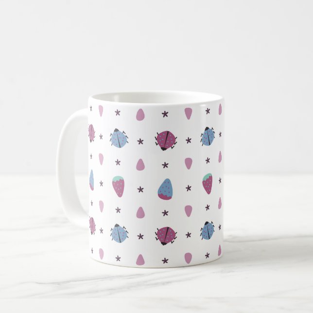 ladybuggar och bär mönster kaffemugg (Framsida vänster)